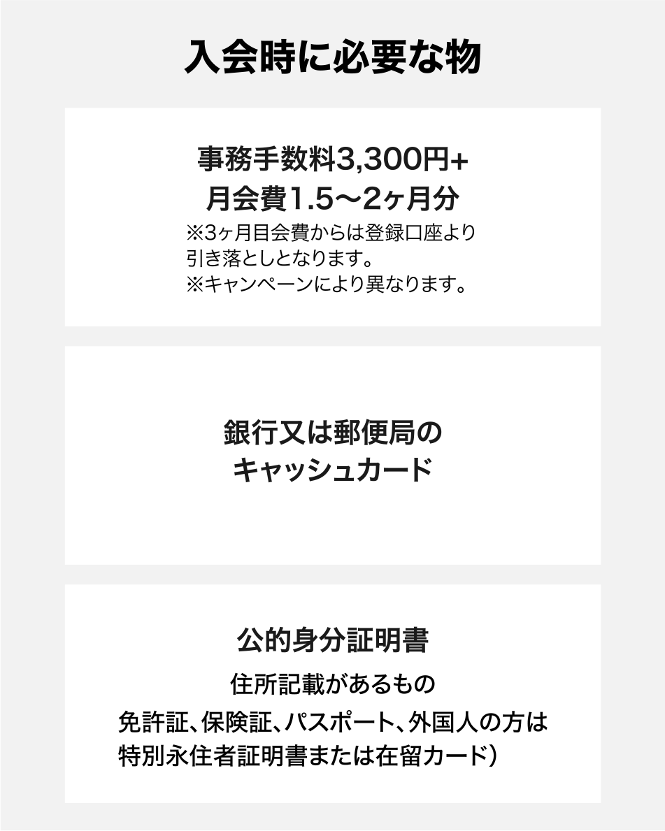 入会時に必要な物